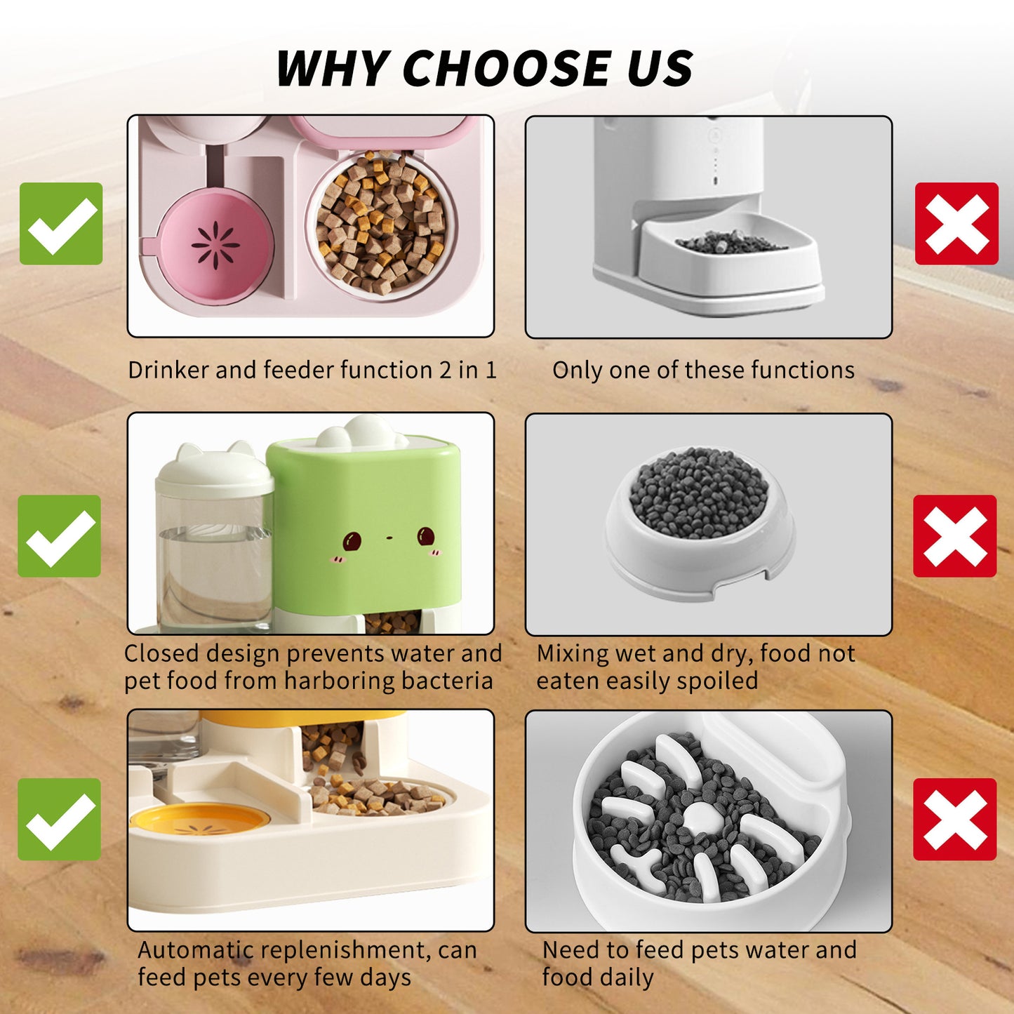 Cartoon Cat Ear 2-in-1 Pet Food & Water Bowl