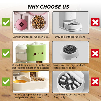 Cartoon Cat Ear 2-in-1 Pet Food & Water Bowl