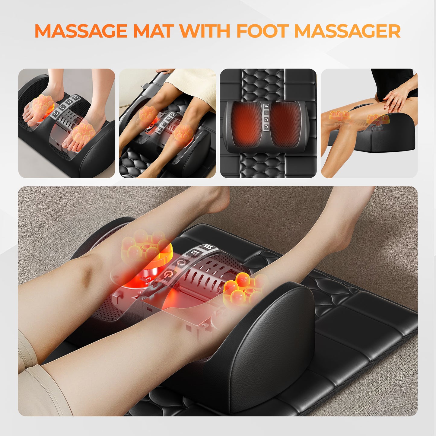 Foldable Heated Massage Mattress with Smart Controller & Timer