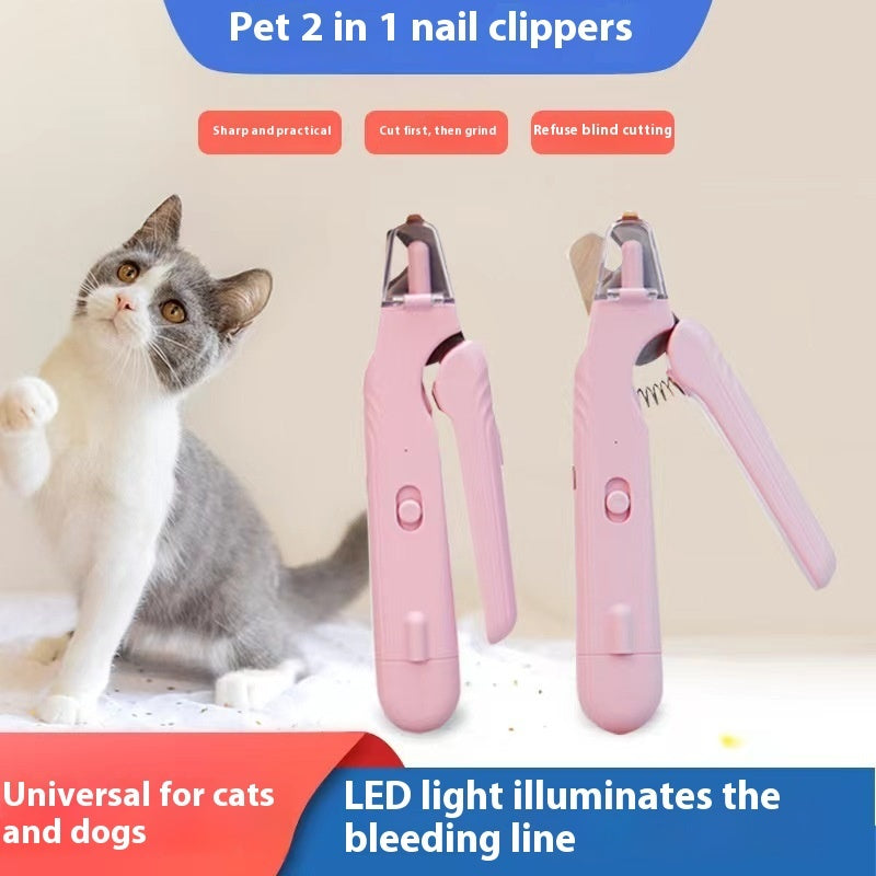 2-in-1 Pet Nail Clippers with LED Light – Dog & Cat Trimmer