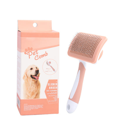 Self-Cleaning Slicker Brush for Dogs & Cats – One-Click Hair Remover
