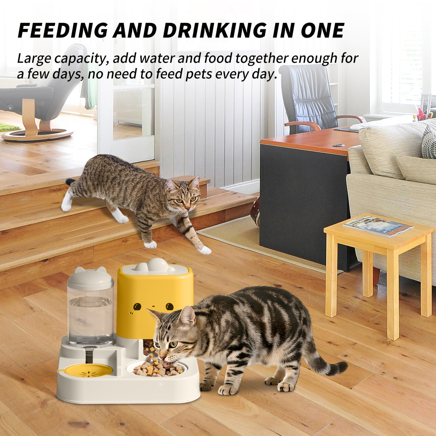 Cartoon Cat Ear 2-in-1 Pet Food & Water Bowl