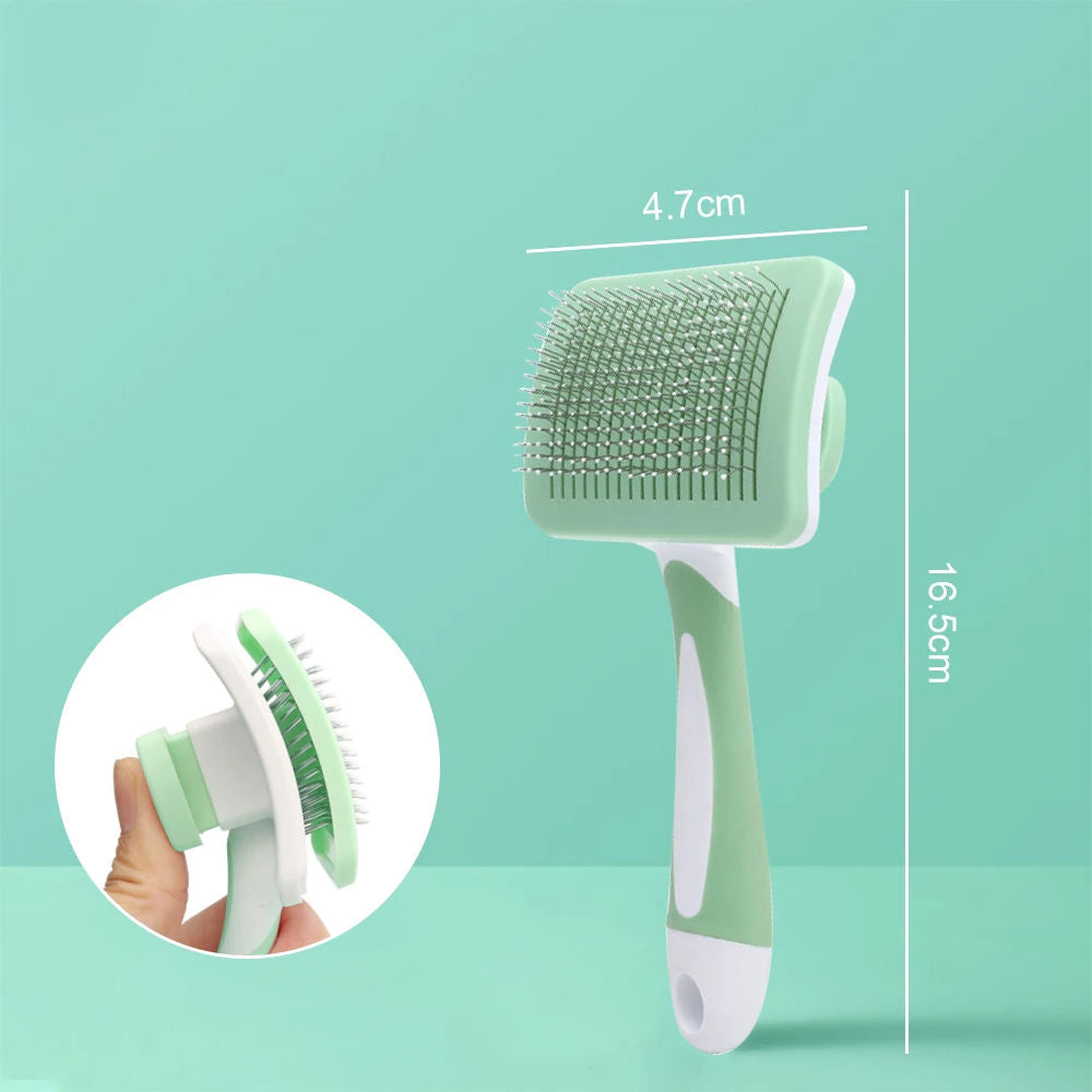 Self-Cleaning Slicker Brush for Dogs & Cats – One-Click Hair Remover