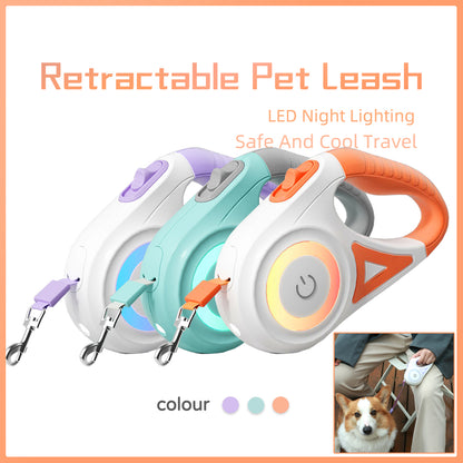 Retractable Dog Leash with LED Spotlight – Automatic Pet Traction Rope