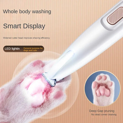 LED Dog Paw Trimmer – Waterproof Grooming Clipper (18mm Wide Blade)