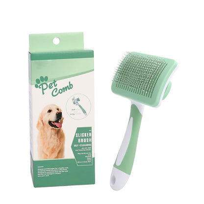 Self-Cleaning Slicker Brush for Dogs & Cats – One-Click Hair Remover