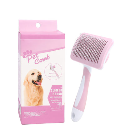 Self-Cleaning Slicker Brush for Dogs & Cats – One-Click Hair Remover