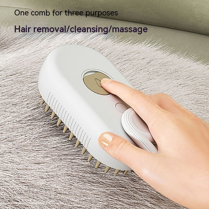 3-in-1 Steam Pet Brush – Electric Spray Grooming Comb