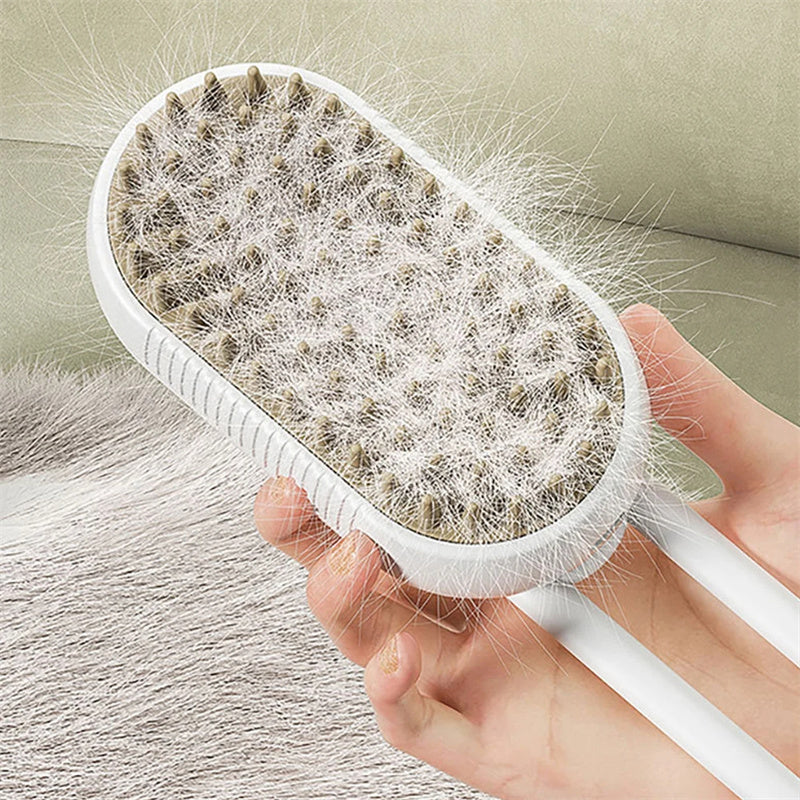 3-in-1 Steam Pet Brush – Electric Spray Grooming Comb